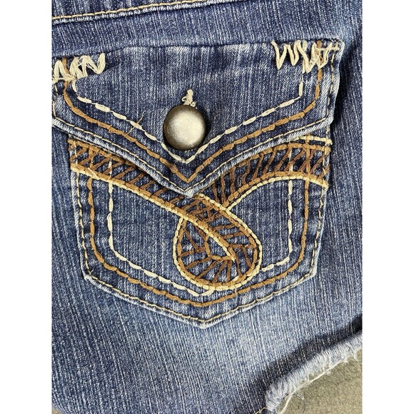 SO Shortie Cut Off Shorts 26x2 Blue Flap Pockets Embellished Booty Juniors Tag 1 - Picture 9 of 11